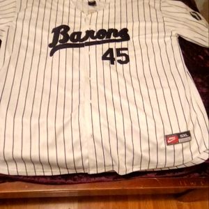 Nike white with black pin stripes Micheal Jordan 45 Baseball Jersey.